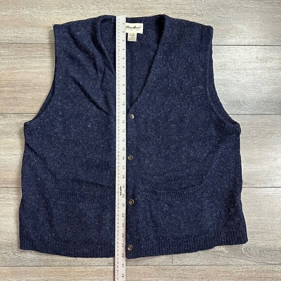 Eddie Bauer Vest Size XL Wool Button Down Sweater Blue - Picture 5 of 5